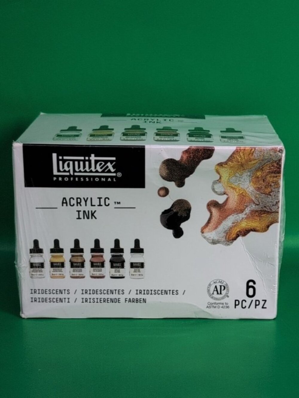 Liquitex Professional Metallic Acrylic Ink Set 6 Pcs Iridescent Colors 30ml New